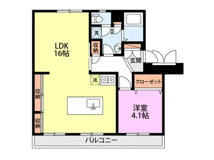 高志レジデンス(1LDK/4階)の間取り写真