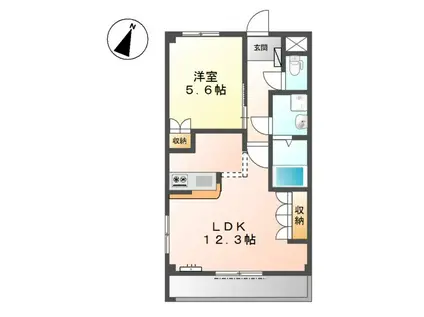 サニープレイス(1LDK/1階)の間取り写真