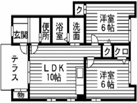 シャルム西浜(2LDK/1階)の間取り写真