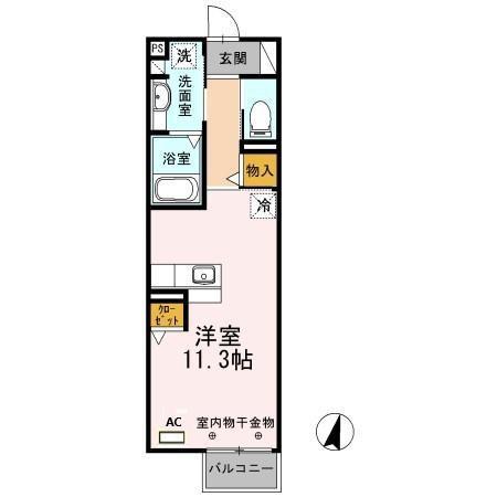 ベルツリーII(ワンルーム/2階)の間取り写真