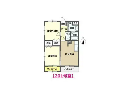 Mラッセン(2DK/2階)の間取り写真