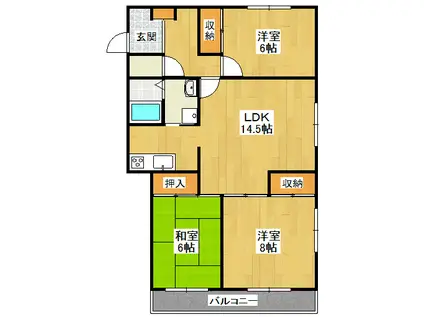 エクセル熊野Ⅰ(3LDK/3階)の間取り写真