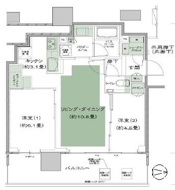 シティタワーズ板橋大山サウスタワー(2LDK/5階)の間取り写真