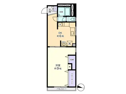 中銀上野パークマンシオン(1DK/10階)の間取り写真