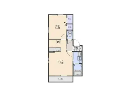 シャンポール(1LDK/1階)の間取り写真