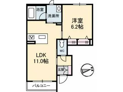 ロランジュ(1LDK/1階)の間取り写真