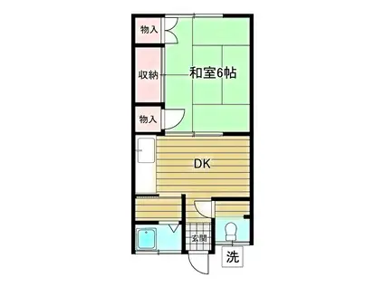 コーポ卯月(1K/2階)の間取り写真