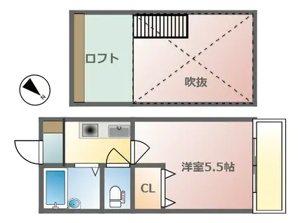 オーキッドコート西明石南(1K/2階)の間取り写真