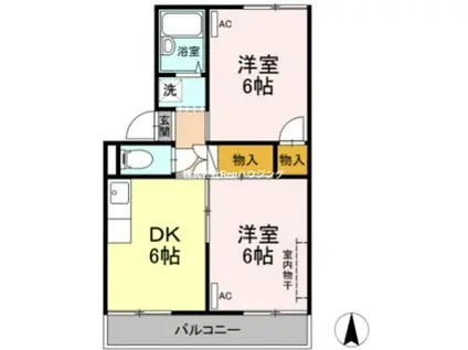 セジュール住吉A(2DK/1階)の間取り写真