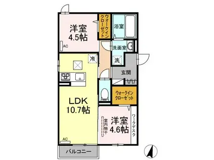 エステレラ23 101(2LDK/1階)の間取り写真