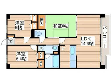 フォンティーヌ・スガワラ(3LDK/1階)の間取り写真