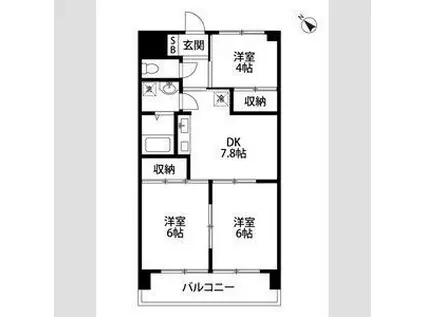 フェリーチェ相模(3DK/3階)の間取り写真