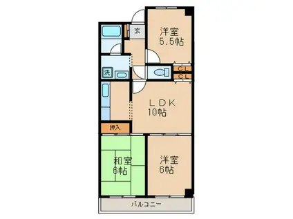 グランメゾン市野倉(3LDK/5階)の間取り写真