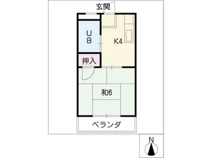 ドミール東山(1K/1階)の間取り写真
