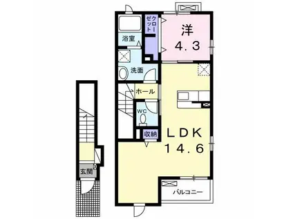 COCOLUANA・KI(1LDK/2階)の間取り写真