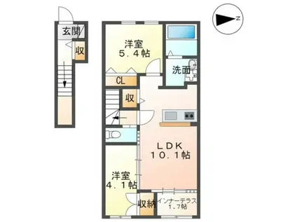 プリーモII(2LDK/2階)の間取り写真