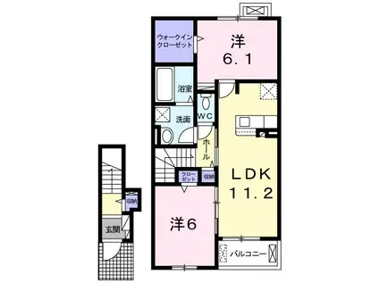 アルカンシエル(2LDK/2階)の間取り写真