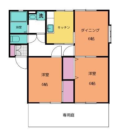ウィンディア手城A(2DK/1階)の間取り写真