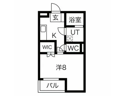 グレイスコート泉町(1K/4階)の間取り写真