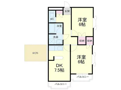 上島ロイドアパートA棟(2DK/2階)の間取り写真