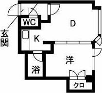 ニュープログレスビル(1DK/4階)の間取り写真