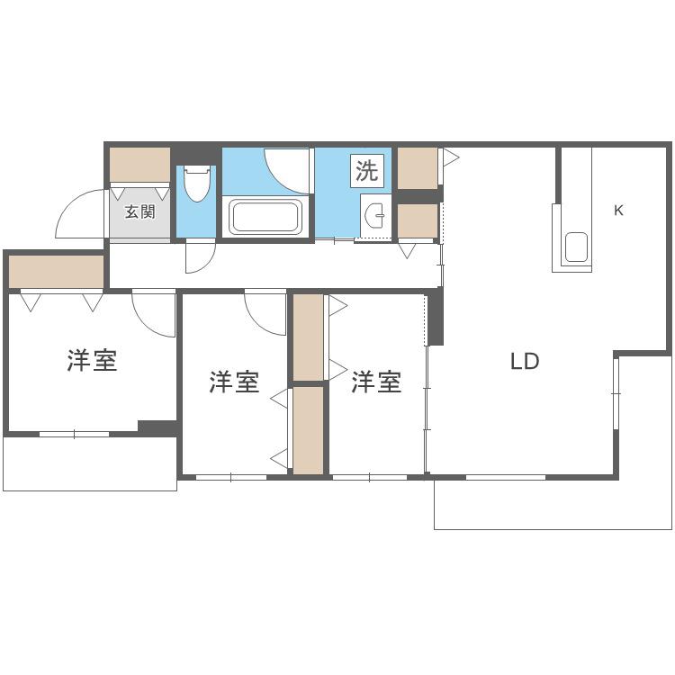 SーRESIDENCE東札幌BLING(3LDK/5階)の間取り写真
