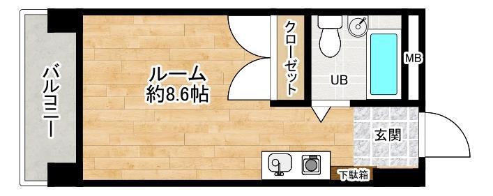 水前寺北スカイマンション(1K/4階)の間取り写真