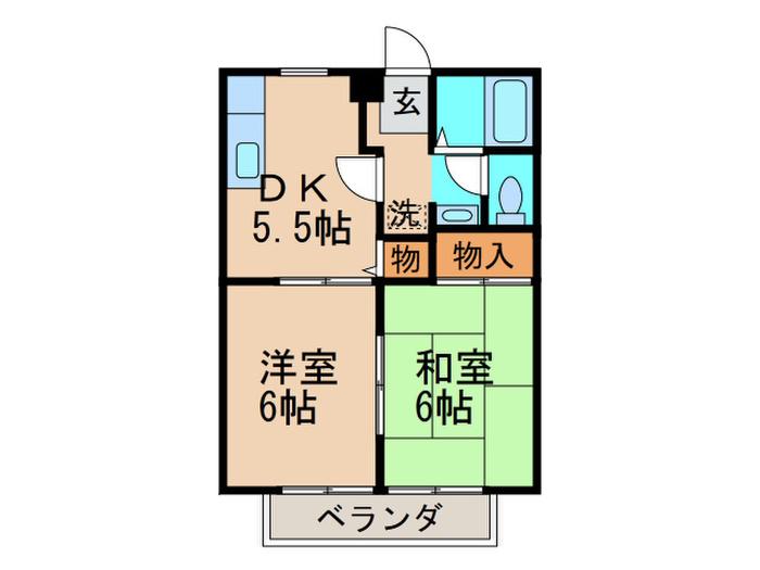 ハピネス三吉(2DK/2階)の間取り写真