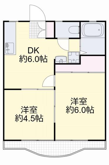サンパーク青江A(2DK/2階)の間取り写真