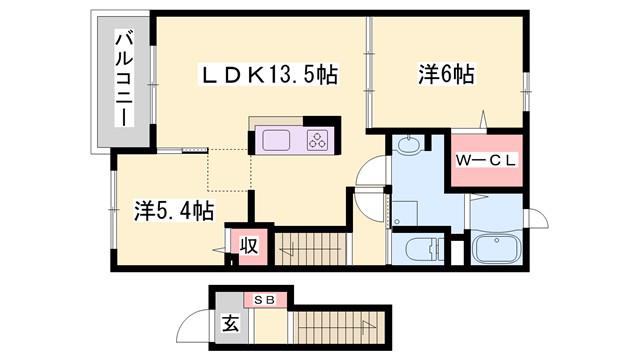 ヴィオラ 堂本(2LDK/2階)の間取り写真