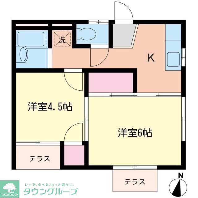 サン亀甲山 B棟(2K/1階)の間取り写真