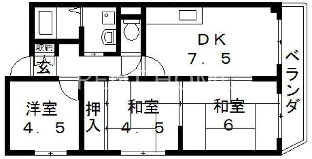 レクシア布施(3DK/6階)の間取り写真