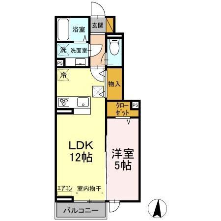 ロータスヒル(1LDK/1階)の間取り写真