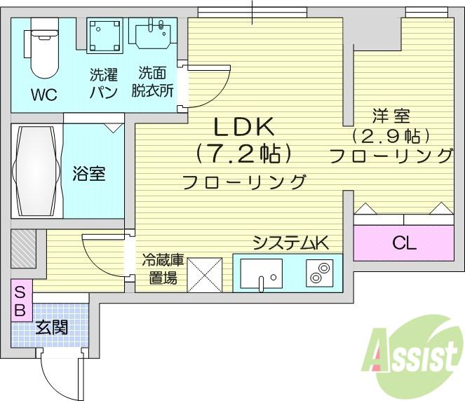 メリディアン多賀城新田(1LDK/1階)の間取り写真