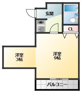新栄プロパティー藤井寺(1SK/2階)の間取り写真