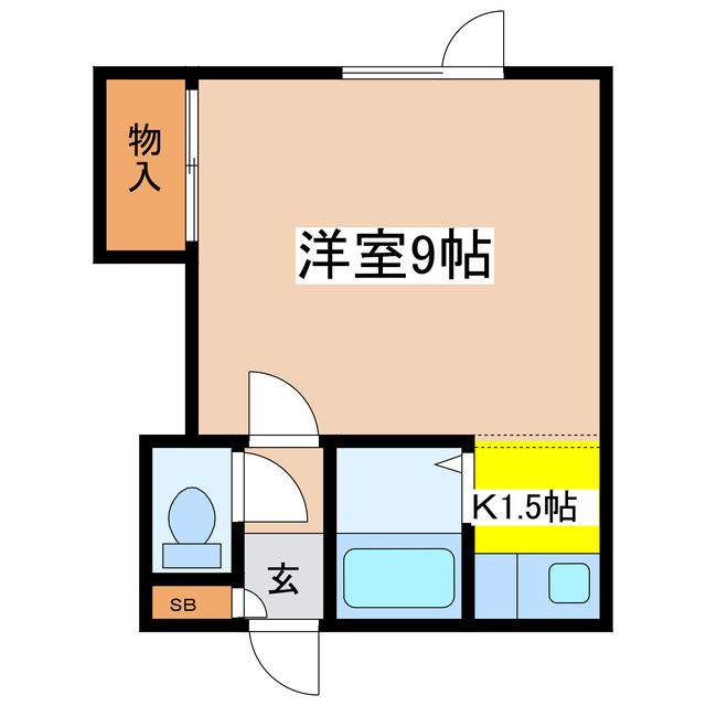ブラウンカレッジ カワサキ(1K/2階)の間取り写真