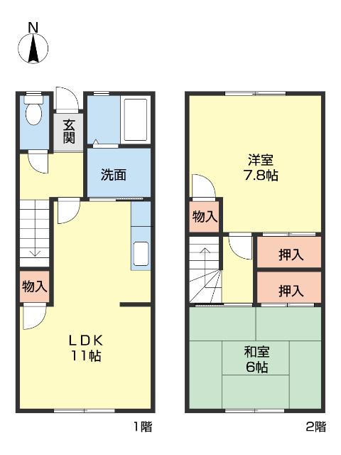 リザーブハイツ谷口(2LDK/1階)の間取り写真