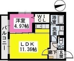 ヴィラ ジャスミン(1LDK/1階)の間取り写真