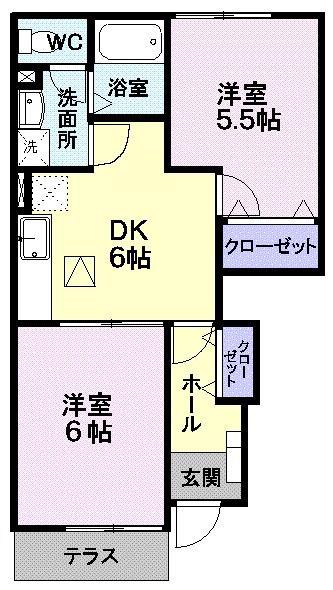 プリマベーラ(2DK/1階)の間取り写真