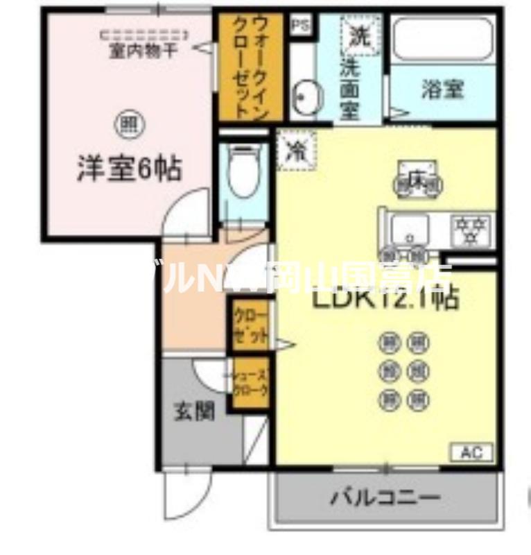 アルカンシェル(1LDK/1階)の間取り写真