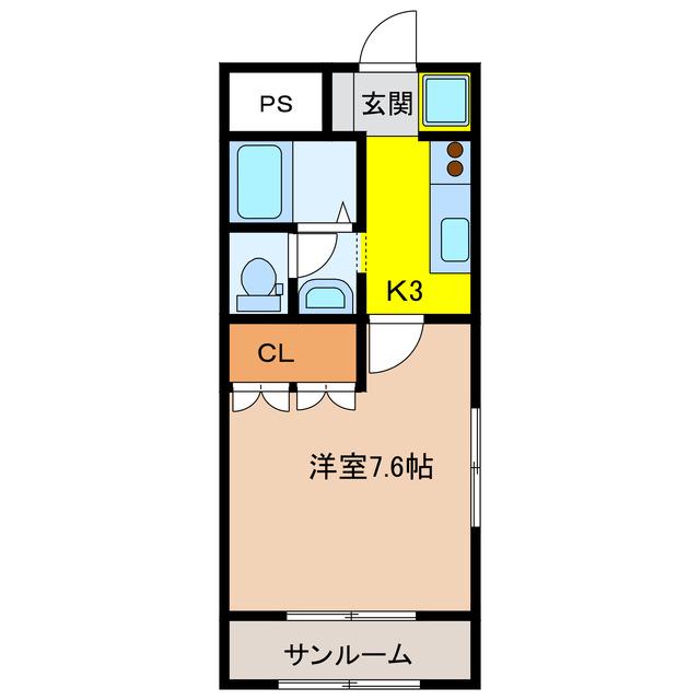 アグレストII(1K/1階)の間取り写真