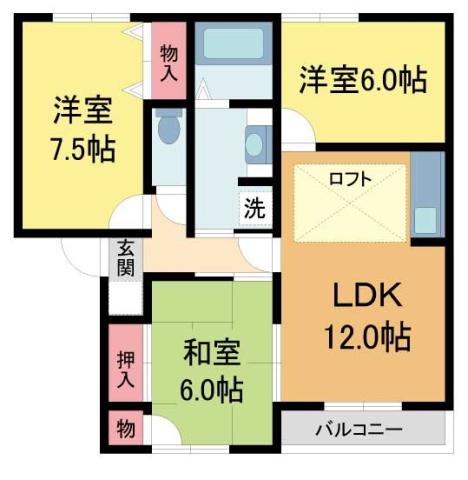 サンバレー御殿山(3LDK/2階)の間取り写真