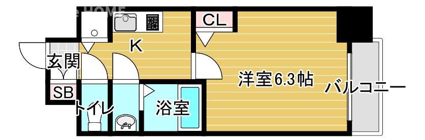 エスリード京橋グレイス(1K/11階)の間取り写真