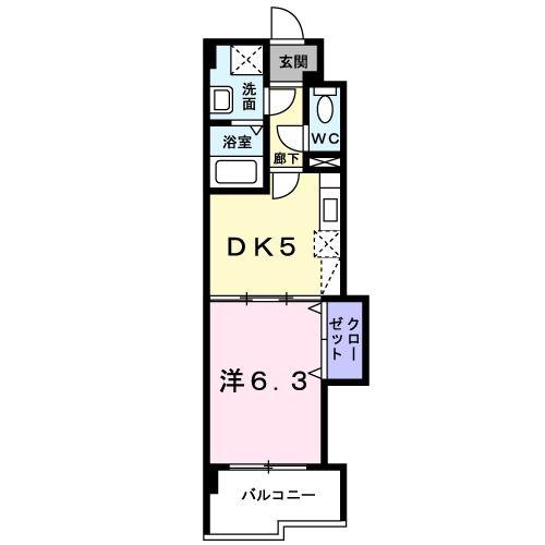 アンソレイエ(1DK/4階)の間取り写真