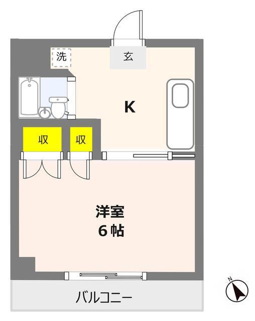 GSハイツ1(1K/2階)の間取り写真