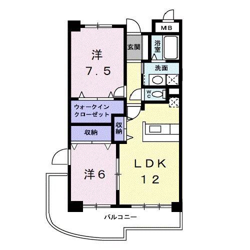 アズゥール(2LDK/3階)の間取り写真