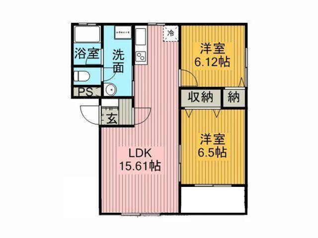 マンションドム金谷台II(2LDK/1階)の間取り写真