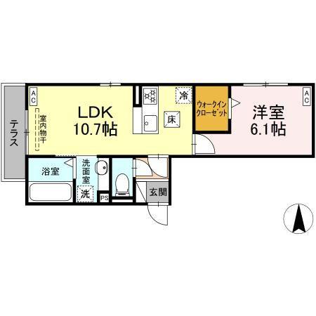 クレールブラン(1LDK/1階)の間取り写真