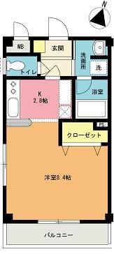 カーサヴェルデ(1K/1階)の間取り写真