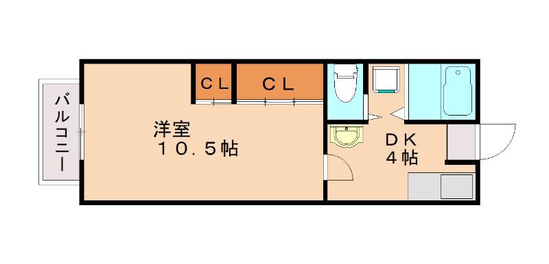 コーポ林(1DK/1階)の間取り写真